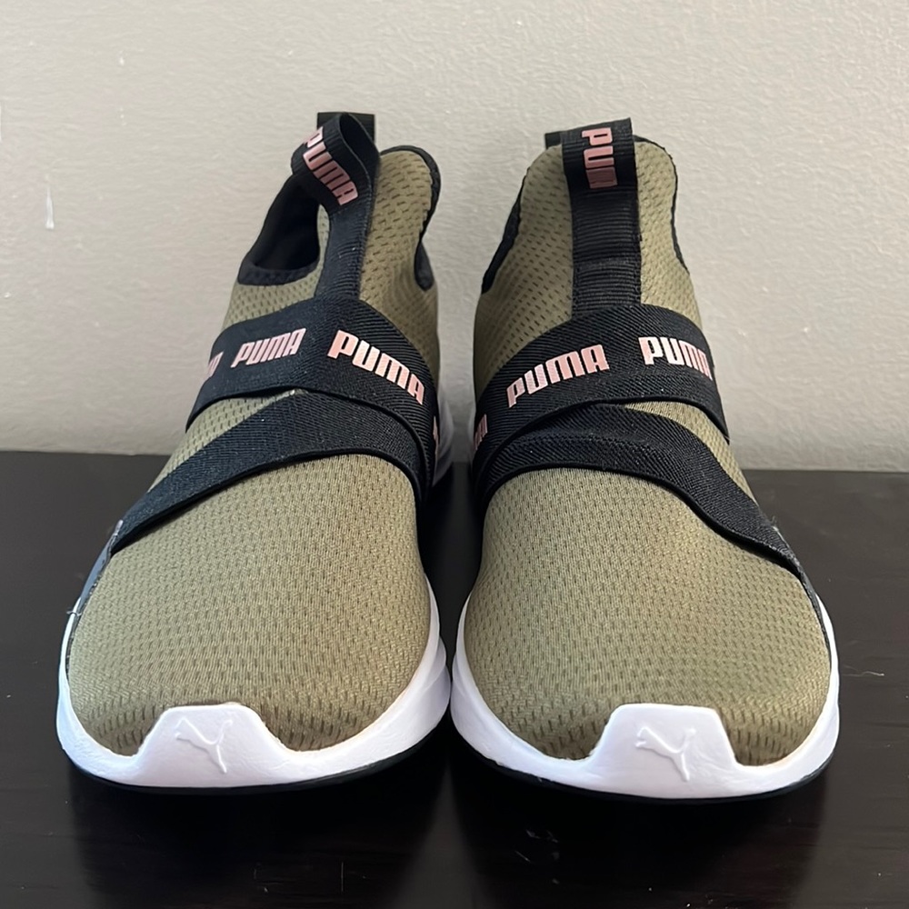 Athletic puma shoes.